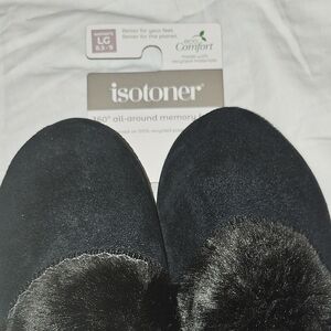 Isotoner Black Memory Foam Slippers for Women